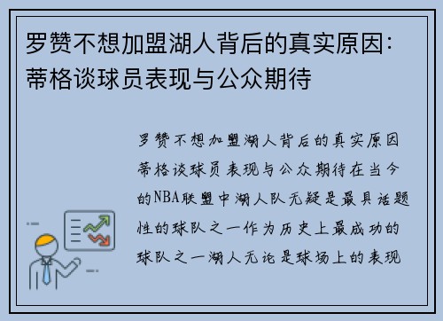 罗赞不想加盟湖人背后的真实原因：蒂格谈球员表现与公众期待