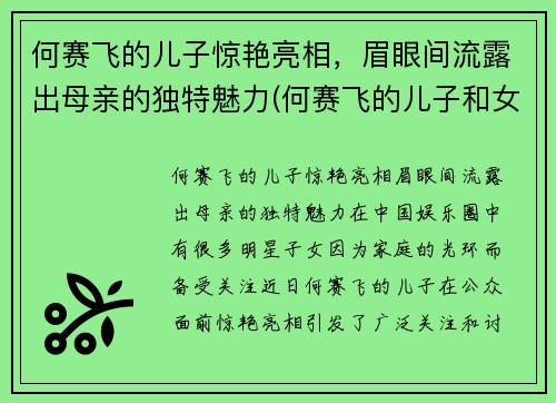 何赛飞的儿子惊艳亮相，眉眼间流露出母亲的独特魅力(何赛飞的儿子和女儿照片)